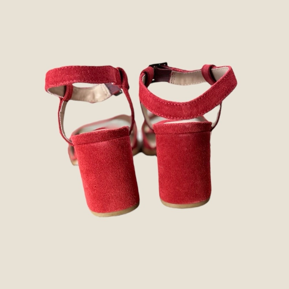Able NWB Size 8.5 The‎ Mary red suede block heel strap sandals - Picture 4 of 12